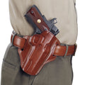 Galco CM800 Combat Master  OWB Tan Leather Belt Slide Compatible w/ Glock 43/43X, Springfield  Hellcat Belt 1.75" Wide R