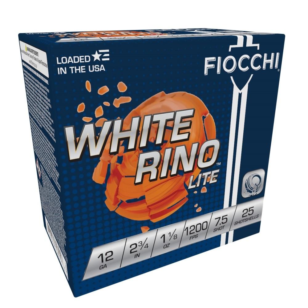 FIOCCHI 12GA 2 3/4 1 1/8oz #7.5 WHITE RINO  LITE 1,200fps 25RD