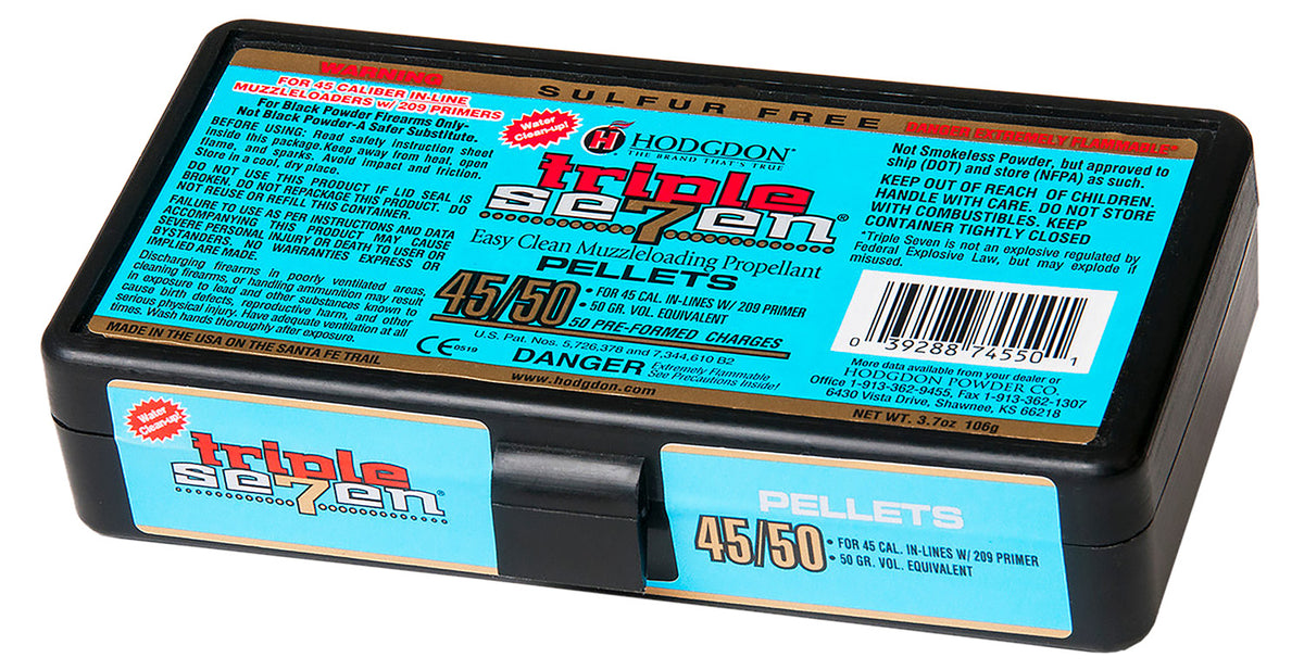 Hodgdon T74550 Triple Seven Pellets 45/50 50 gr 50 Per Box/12 Boxes Per Case