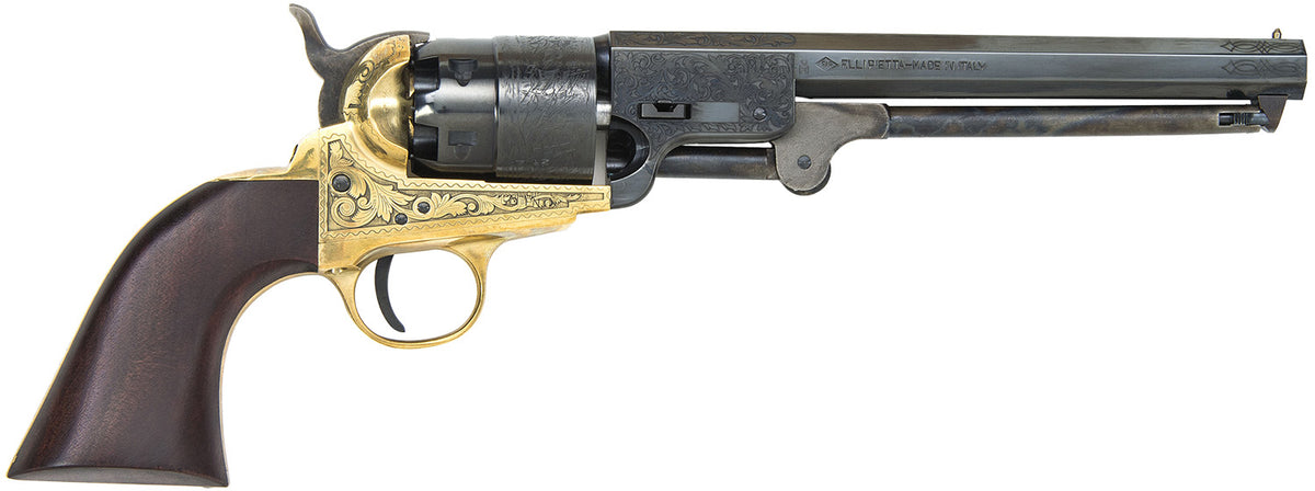 Traditions FR185118 1851 Navy Break Open 44 Cal #11 Percussion 7.50" 6 Shot Brass Engraved Frame Blued Engraved Barrel B