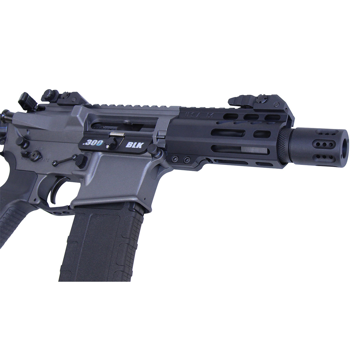 AR .308 Cal Mini Slip Over Barrel Shroud With Multi Port Muzzle Brake