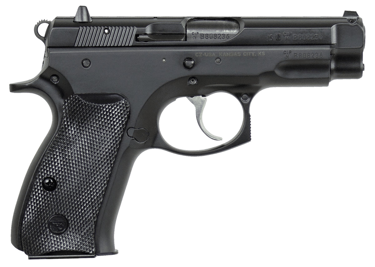 CZ-USA 91190 75  Compact 9mm Luger 15+1 3.75" Black Steel Barrel & Serrated Slide, Black Polycoat Steel Frame w/Beaverta