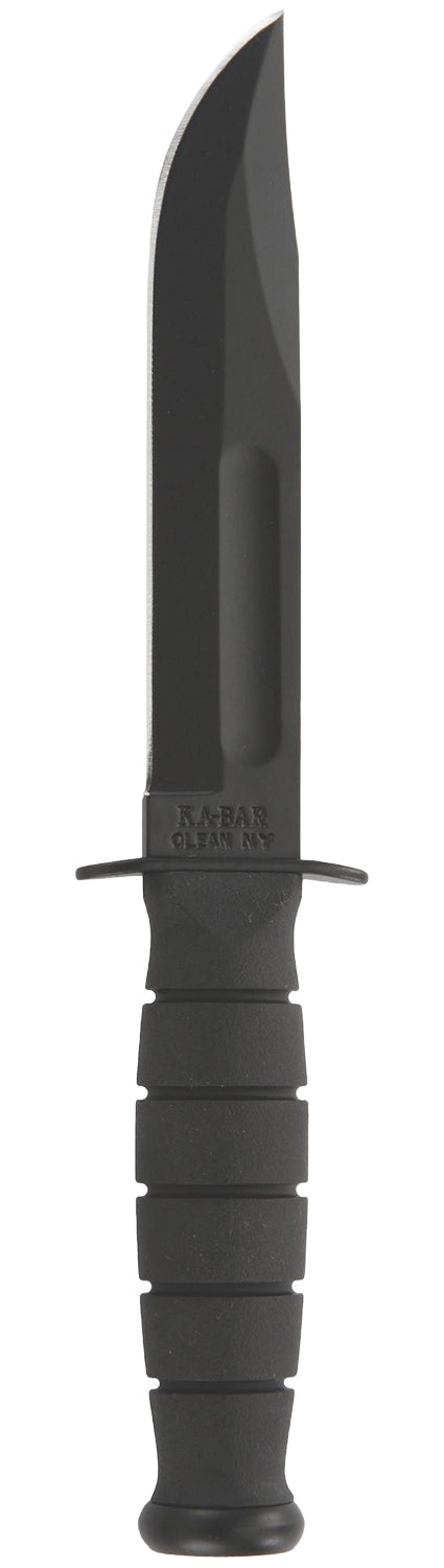 Ka-Bar 1256 Fighting/Utility  5.25" Fixed Clip Point Plain Black 1095 Cro-Van Blade, Black Kraton G Handle, Includes She