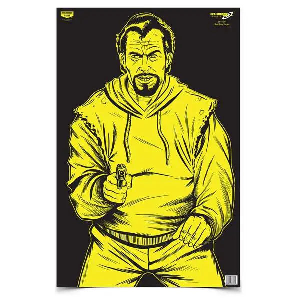 B/C TARGET EZE-SCORER 23"x35" BC BAD GUY BLACK/YELLOW PAPER 5/PK ( 6 PER CASE )
