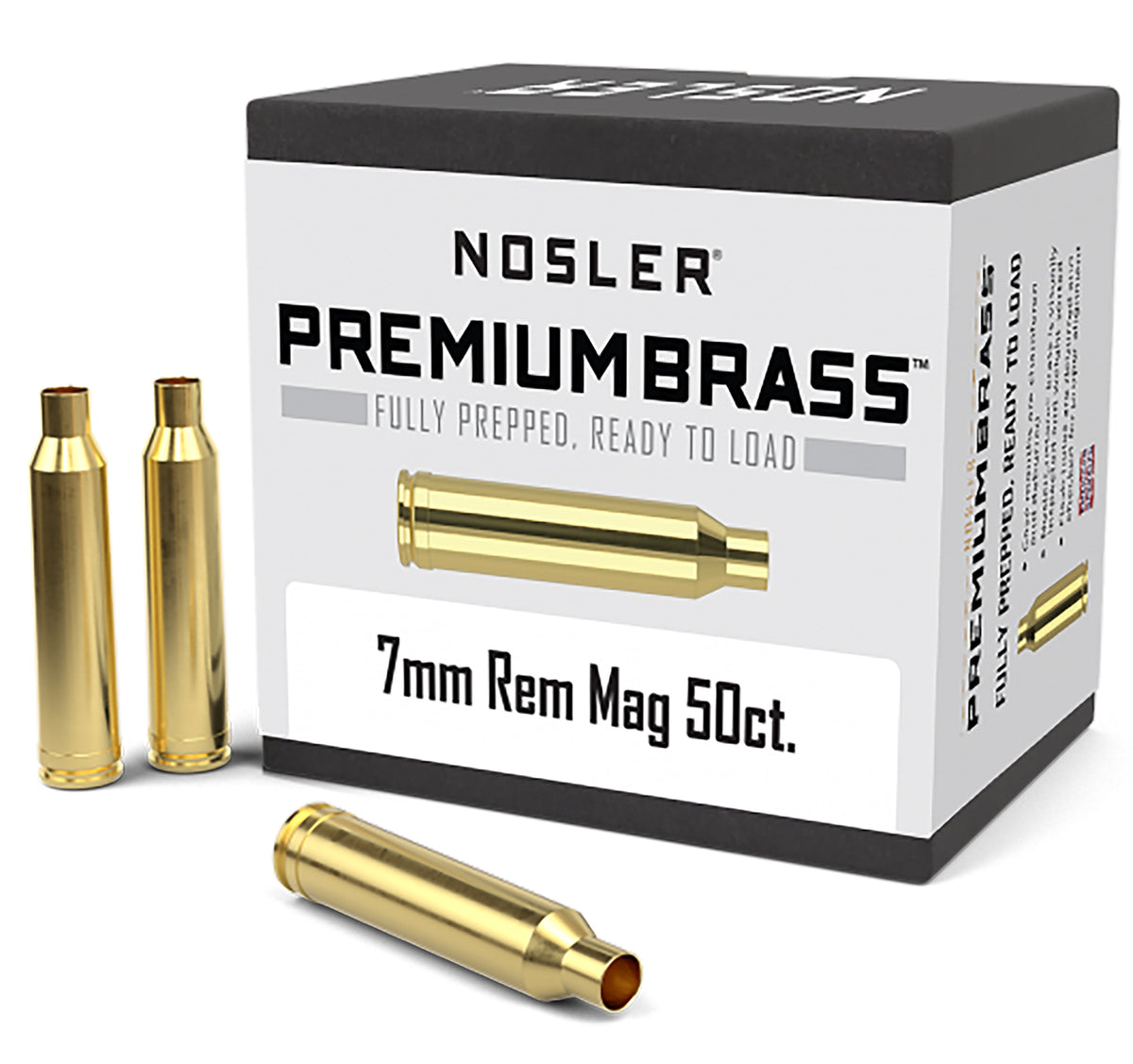Nosler 10185 Premium Brass Unprimed Cases 7mmRemMag Rifle Brass 50/Box