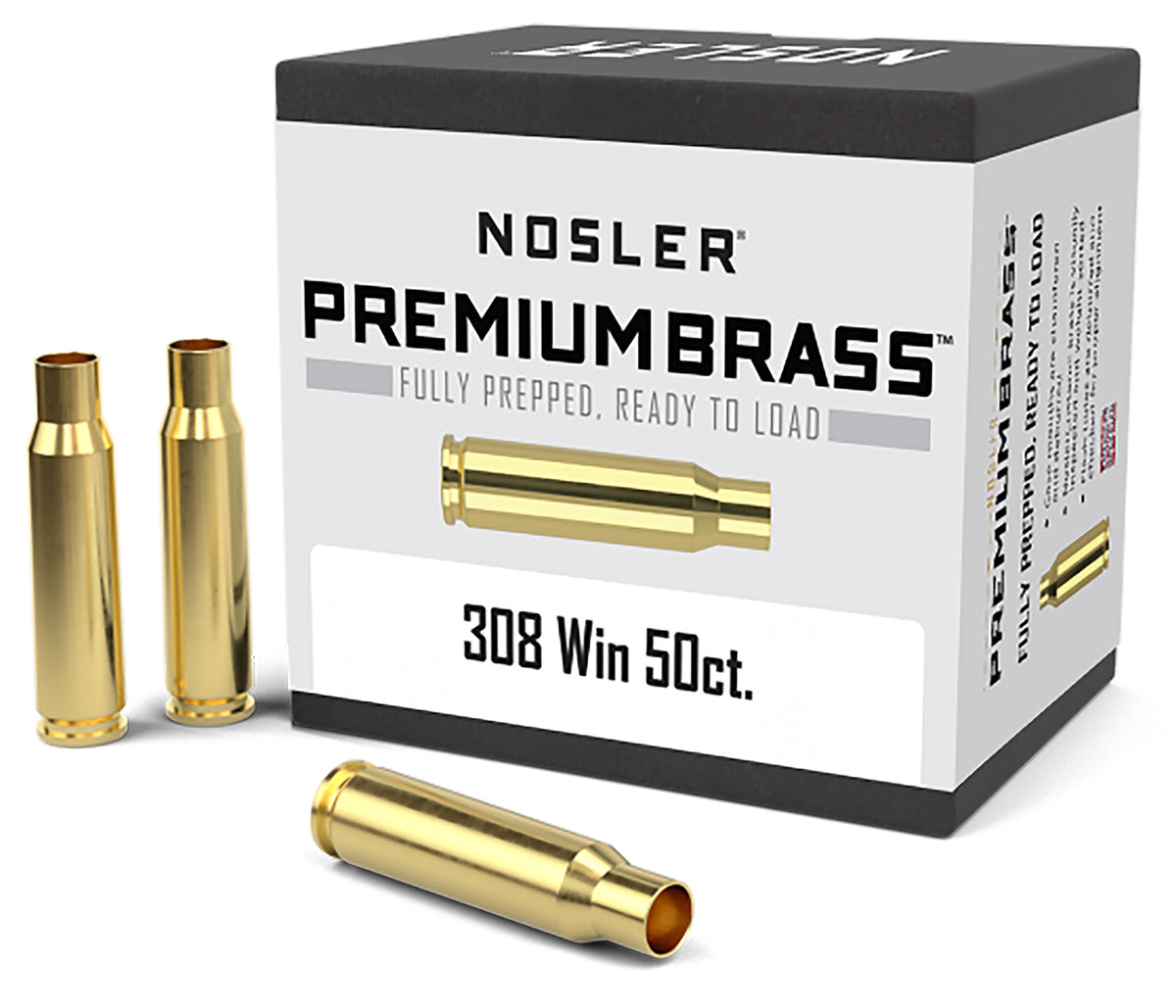 Nosler 10225 Premium Brass Unprimed Cases 308Win Rifle Brass 50/Box