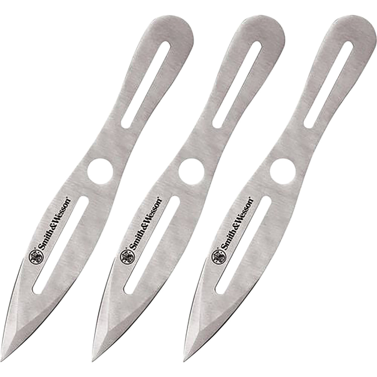 Smith & Wesson Knives SWTK10CP Bullseye Throwing Knives 5" Fixed Dual Edge Spear Point Plain 2Cr13MoV SS Blade, Stainles