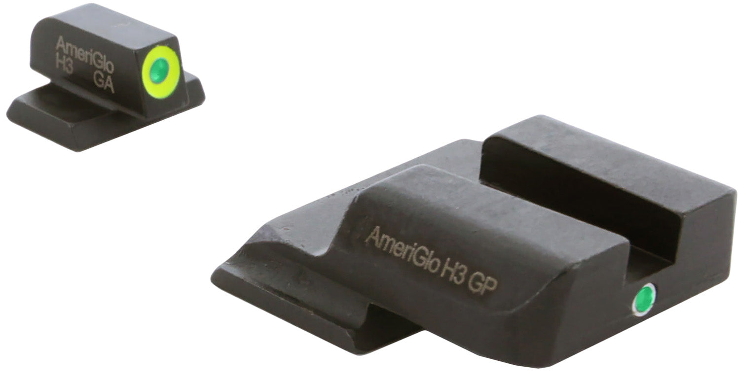 AmeriGlo SW301 i-Dot Sight Set for Smith & Wesson M&P  Green Tritium LumiGreen Outline Front Sight-Green Tritium Rear Si