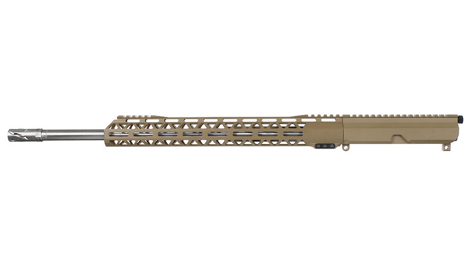 .17 HMR Flat Dark Earth Cerakote Side Charging Complete Upper Assembly, 20" Stainless Heavy Barrel, 1:9 Twist, 15" M-LOK Rail