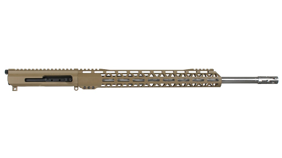 .17 HMR Flat Dark Earth Cerakote Side Charging Complete Upper Assembly, 20" Stainless Heavy Barrel, 1:9 Twist, 15" M-LOK Rail