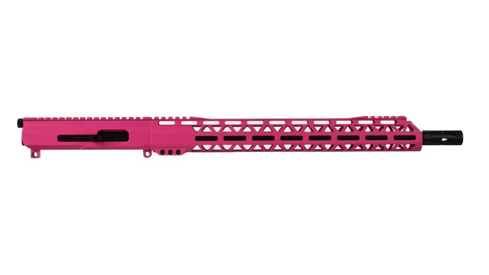 .22 Long Rifle Prison Pink Cerakote Side Charging Complete Upper Assembly, 16" Black Nitride Heavy Barrel, 1:16 Twist, 15" M-LOK Rail