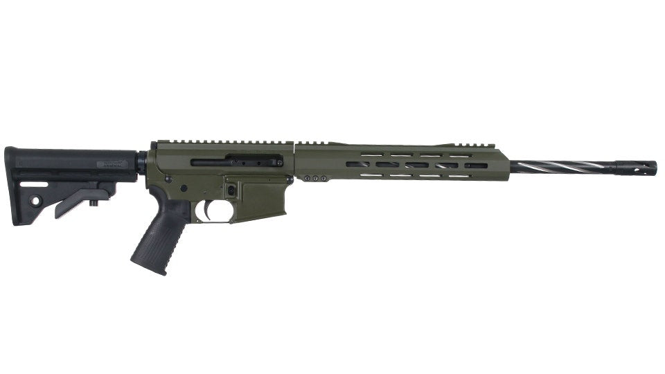 .223 Wylde, 18" Black Nitride Bear Claw Fluted Heavy Barrel, 1:8 Twist, Mid-Length Gas System, 15" MLOK Split Rail|Side Charging Complete Rifle