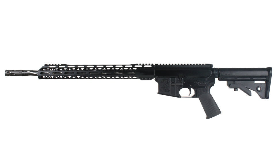 .223 Wylde, 18" Black Nitride Bear Claw Fluted Heavy Barrel, 1:8 Twist, Mid-Length Gas System, 15" MLOK Split Rail|Side Charging Complete Rifle