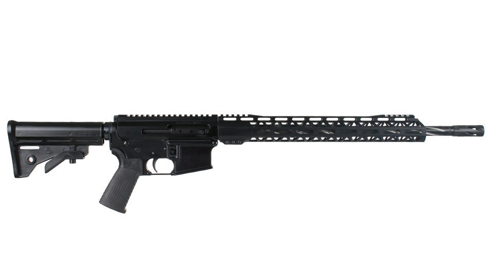 .223 Wylde, 18" Black Nitride Bear Claw Fluted Heavy Barrel, 1:8 Twist, Mid-Length Gas System, 15" MLOK Split Rail|Side Charging Complete Rifle