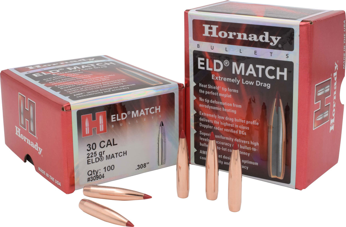 Hornady 30904 ELD Match  30 Cal .308 225 gr Extremely Low Drag Match 100 Per Box/ 15 Case