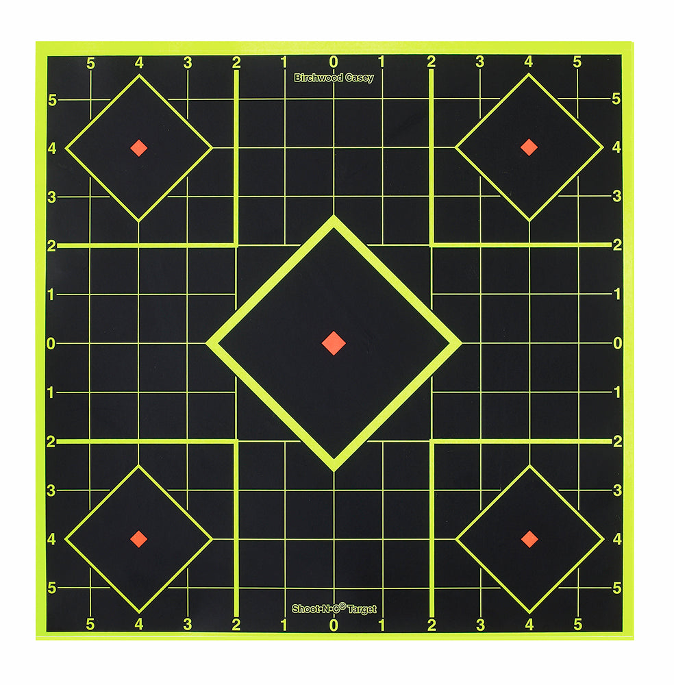 Birchwood Casey 34105 Shoot-N-C Reactive Target Self-Adhesive Paper Black/Yellow 8" 5-Diamond 6 Pack