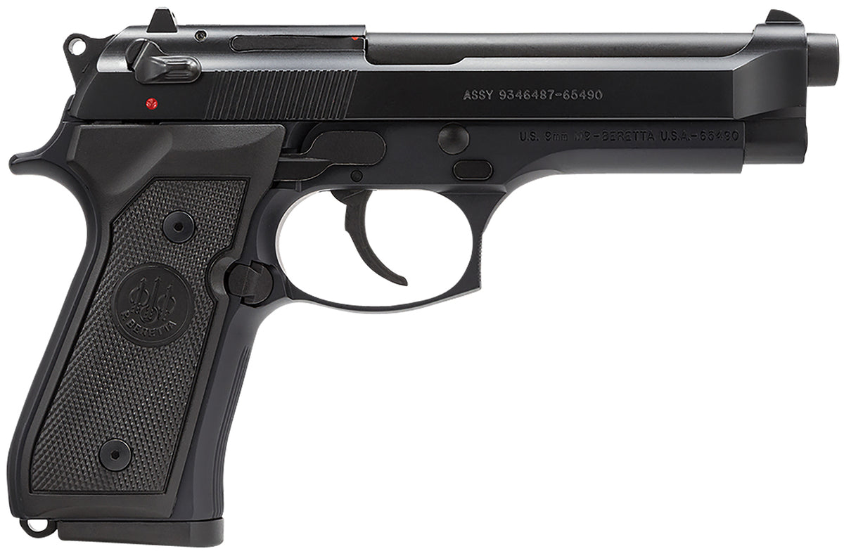 Beretta USA J92M9A0 M9  Full Size Frame 9mm Luger 10+1, 4.90" Steel Barrel, Black Bruniton Serrated Steel Slide & Alumin