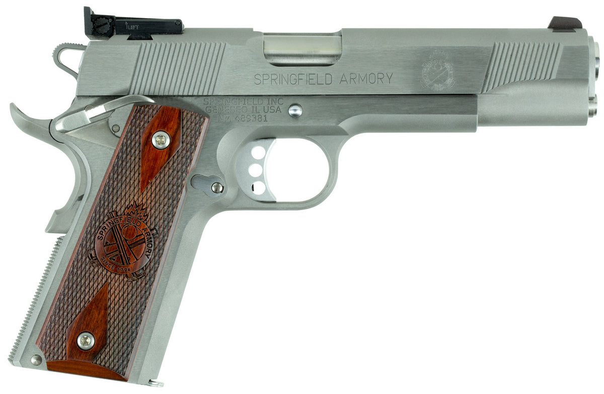 Springfield Armory PI9134LCA 1911 Loaded Target *CA Complaint 9mm Luger 9+1, 5" Stainless Match Grade  Barrel, Serrated 
