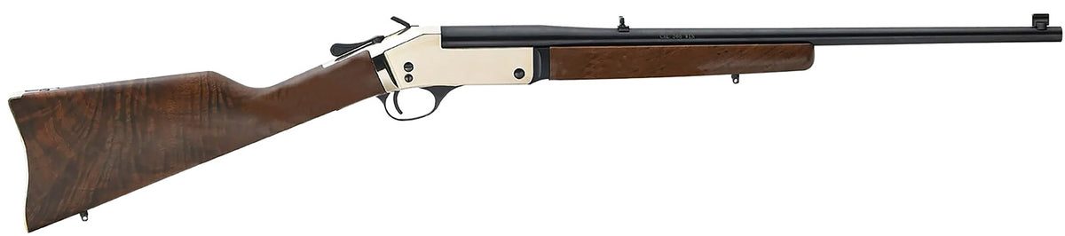 Henry H015B44 Single Shot  44 Rem Mag Caliber with 1rd Capacity, 22" Blued Barrel, Polished Brass Metal Finish & America