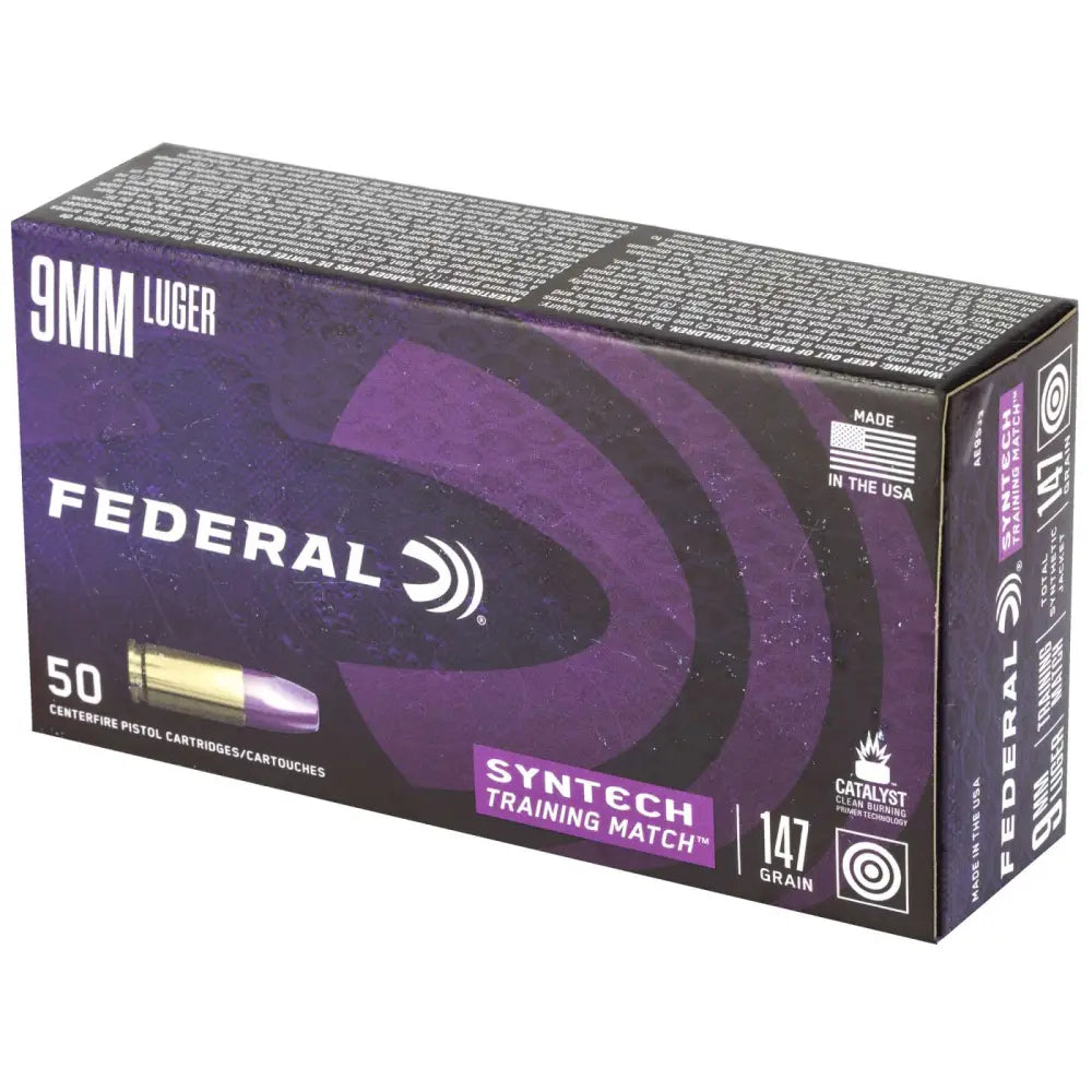 FEDERAL AE 9MM 147G SYNTEC MTCH TSJ 50RD BX 10/CASE