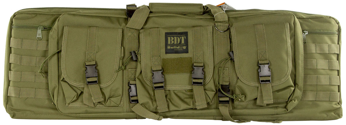 Bulldog BDT4037G BDT Tactical Single Green Nylon, 3 Accessory Pockets, Deluxe Padded Backstraps, Lockable Zippers & Padd