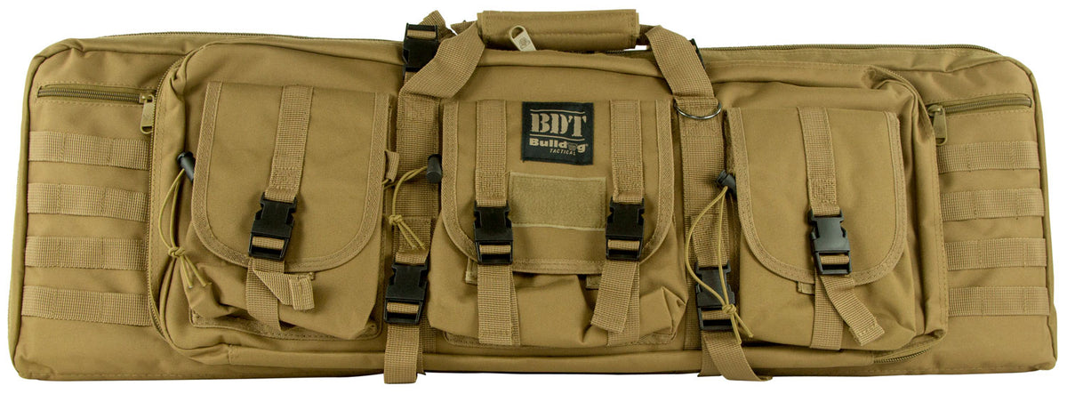 Bulldog BDT6037T BDT Tactical Double 37" Tan Nylon, 3 Accessory Pockets, Deluxe Padded Backstraps Lockable Zippers, Padd