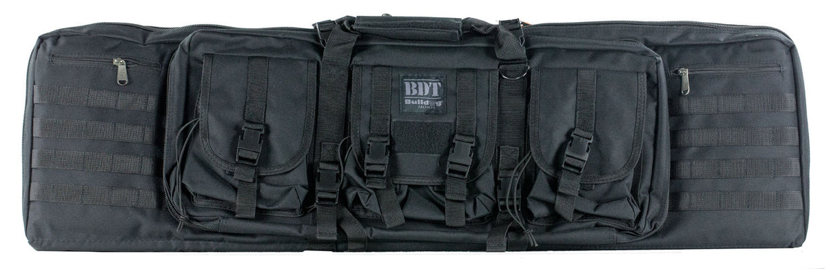 Bulldog BDT6043B BDT Tactical Double 43" Black Nylon, 3 Accessory Pockets, Deluxe Padded Backstraps, Lockable Zipper, Pa