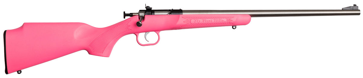 Crickett KSA2221 Youth  22 LR 1rd 16.12" Stainless Single Shot Barrel, Blued Stainless Steel Receiver, Pink Fixed Synthe