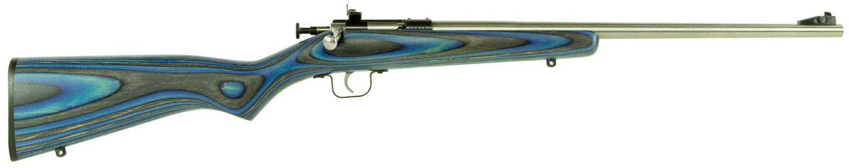 Crickett KSA2223 Youth  22 LR 1rd 16.12" Stainless Steel Barrel, Fixed Front/Adjustable Rear Peep Sights, Blue Laminate 