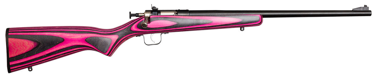 Crickett KSA2226 Youth  22 LR 1rd 16.12" Stainless Steel Barrel, Fixed Front/Adjustable Rear Peep Sights, Pink/Black Lam