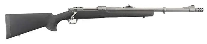 RUGER HAWKEYE ALASKAN 338WM 20" MATTE STS BBL, THRDED, BLK HOGUE STOCK, 3RD