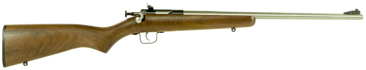 Crickett KSA3238 Youth  22 LR 1rd 16.12" Stainless Steel Barrel, Fixed Front/Adjustable Rear Peep Sights, Walnut Stock w