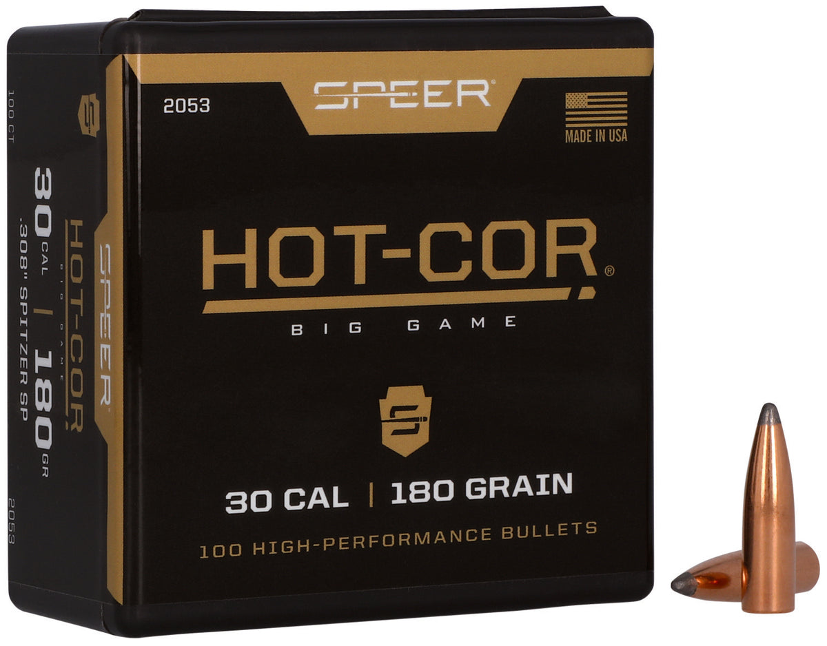 Speer 2053 Hot-Cor  30Cal 180gr Spitzer Soft Point 100 Per Box/5 Case