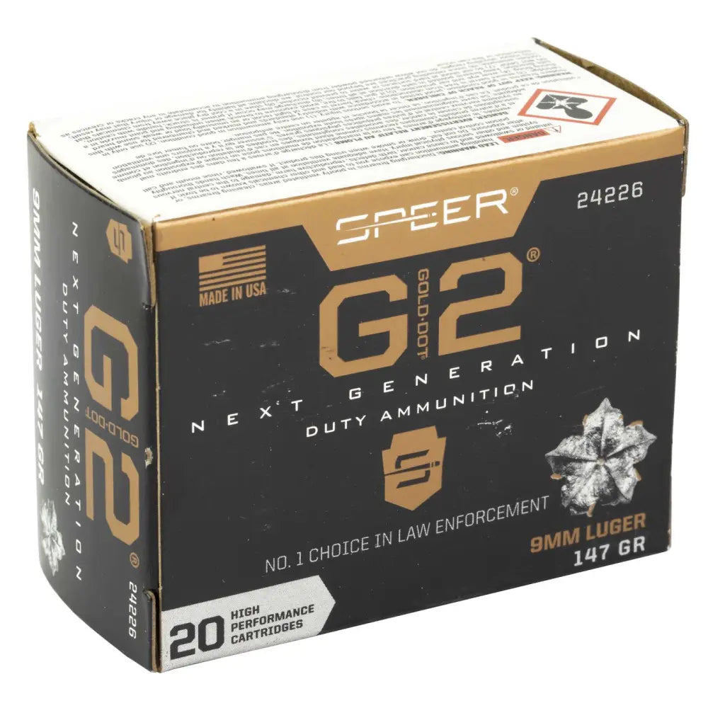 SPEER 9MM LUGER 147GR GOLD DOT G2 20 RD/BX 10 BX/CS