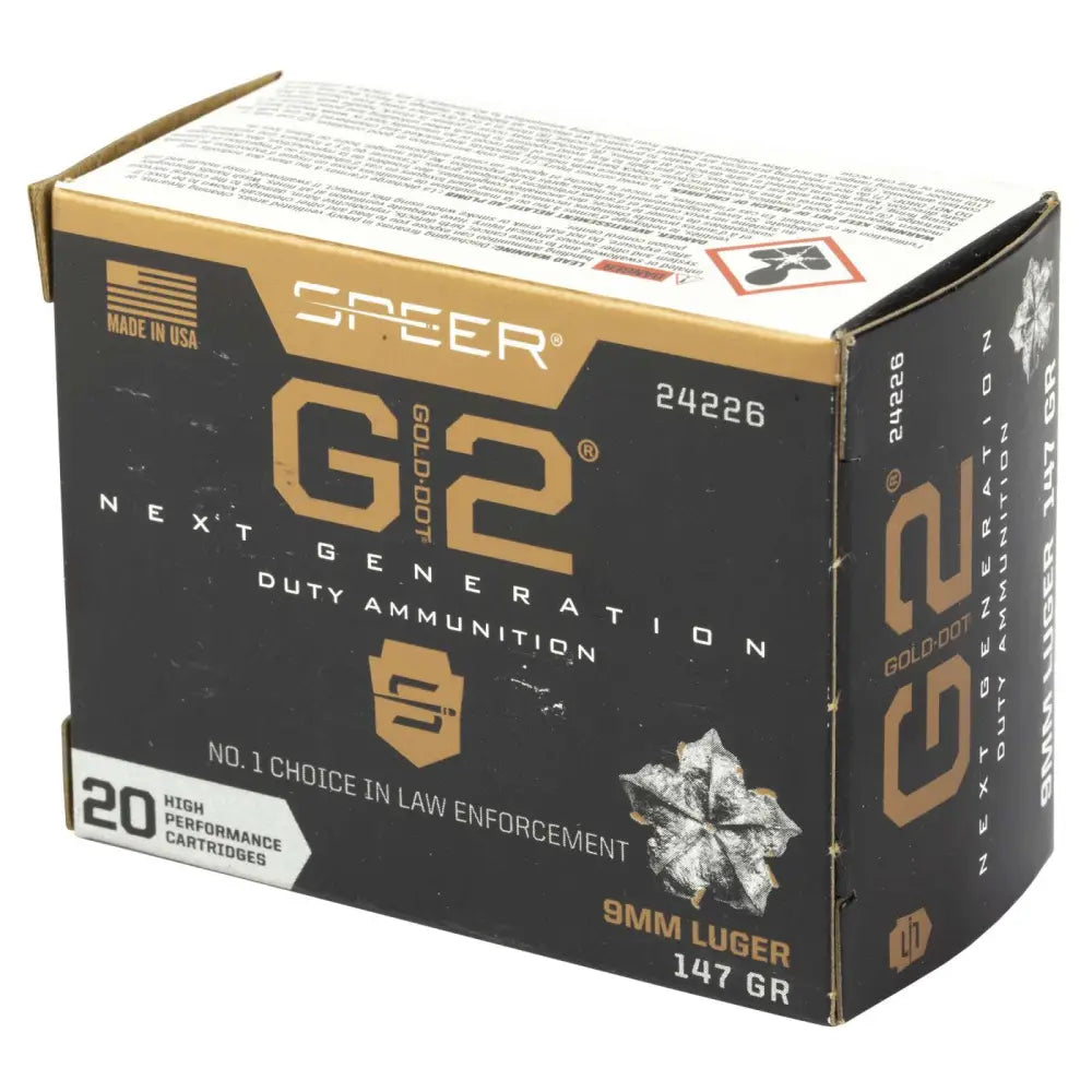 SPEER 9MM LUGER 147GR GOLD DOT G2 20 RD/BX 10 BX/CS
