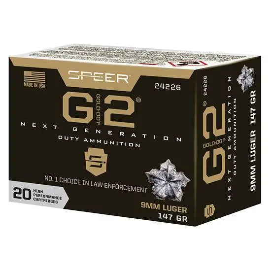 SPEER 9MM LUGER 147GR GOLD DOT G2 20 RD/BX 10 BX/CS