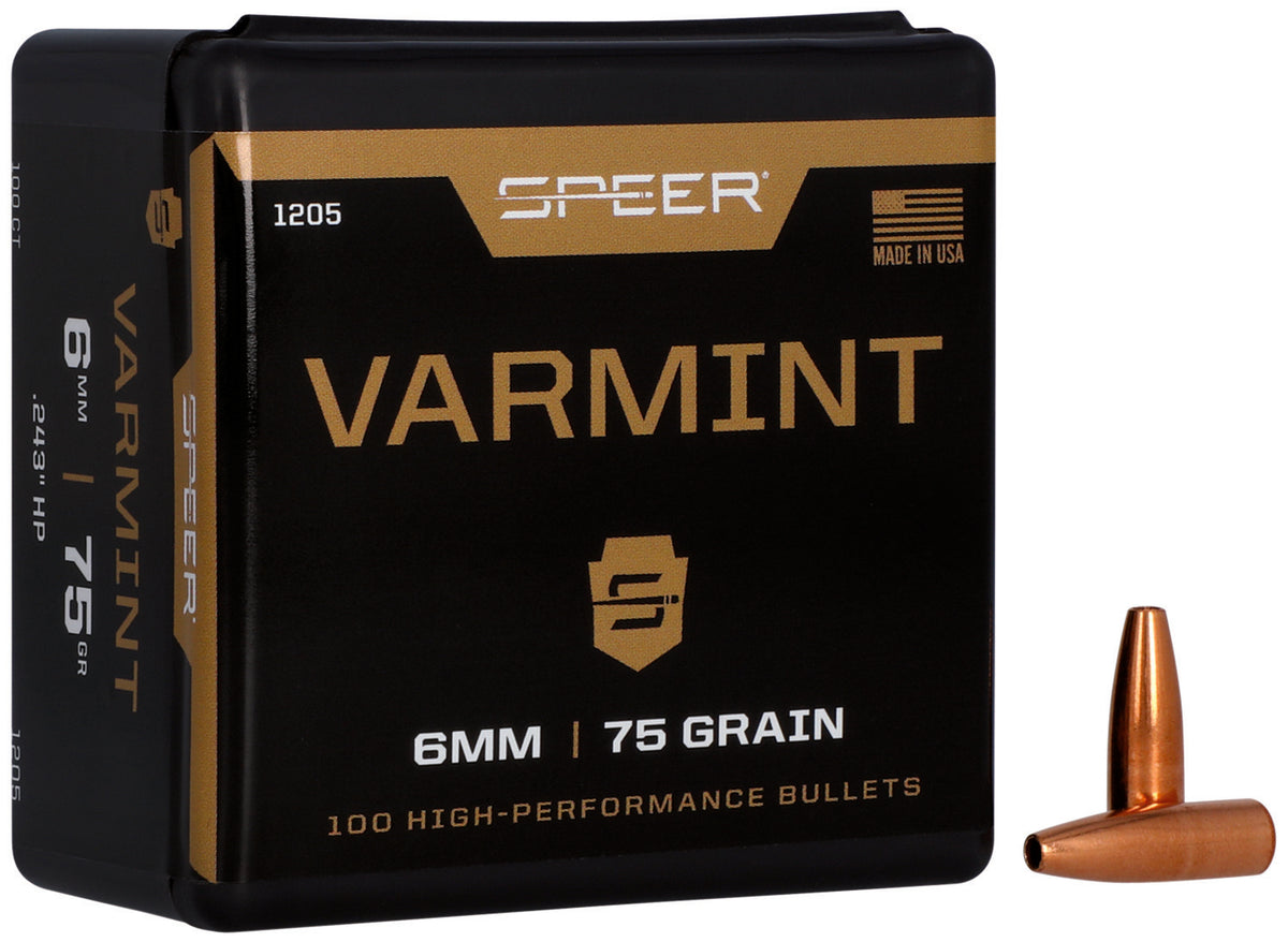 Speer 1205 Varmint  6mm 75gr Jacketed Hollow Point 100 Per Box/5 Case