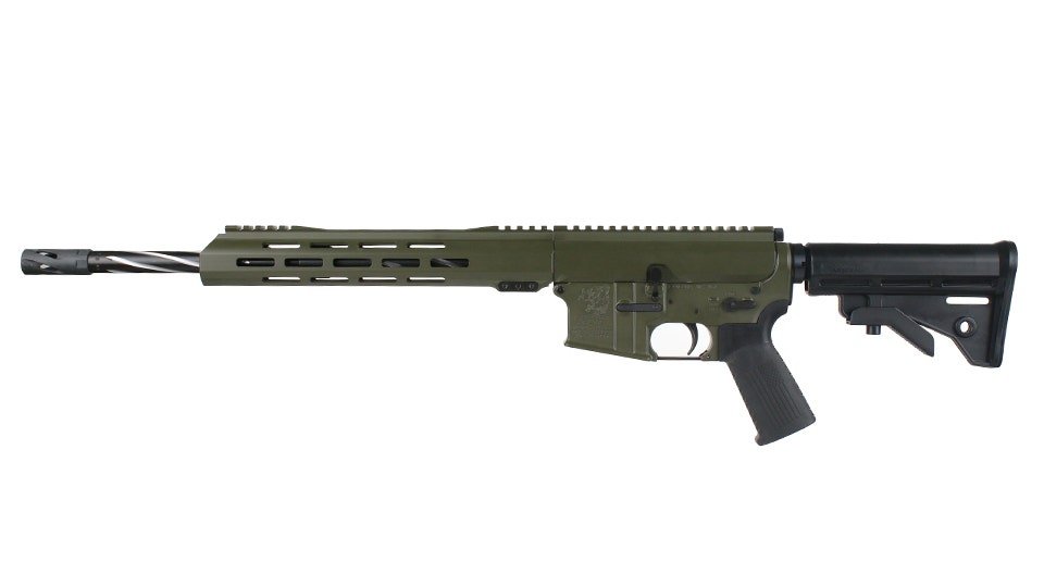 BC-15 5.56 NATO Olive Drab Green Cerakote Side Charging Complete Rifle, 16" Black Nitride Stainless Heavy Barrel, 1:8 Twist, Carbine Length Gas System, 12" M-LOK Rail