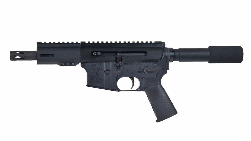 BC-15 .300 Blackout Left Side Charging Right Eject Complete Pistol, 4.5" Parkerized Heavy Barrel, 1:8 Twist, Hammer Forged, Micropistol Length Gas System, 4" M-LOK Rail