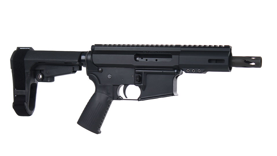 BC-15 .300 Blackout Left Side Charging Right Eject Complete Pistol, 4.5" Parkerized Heavy Barrel, 1:8 Twist, Hammer Forged, Micropistol Length Gas System, 4" M-LOK Rail, Brace