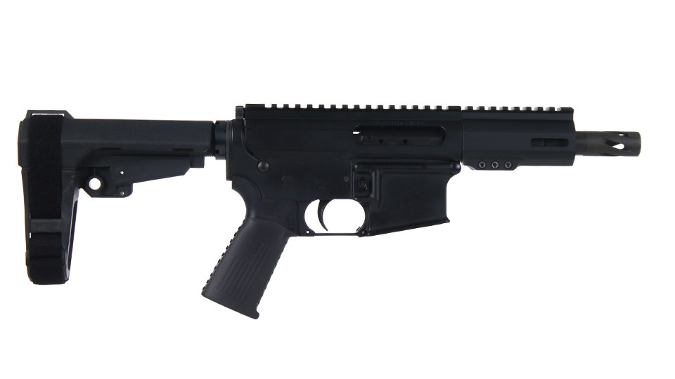 BC-15 .300 Blackout Left Side Charging Right Eject Complete Pistol, 4.5" Parkerized Heavy Barrel, 1:8 Twist, Hammer Forged, Micropistol Length Gas System, 4" M-LOK Rail, Brace