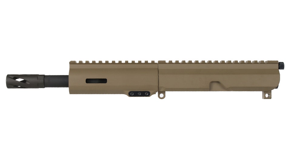 .22 Long Rifle Flat Dark Earth Cerakote Side Charging Complete Upper Assembly, 7.5" Parkerized Heavy Barrel, 1:16 Twist, 5" M-LOK Rail