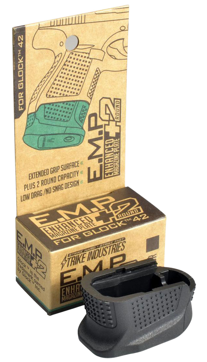 Strike Industries EMPG42B Enhanced Magazine Plate  made of Polymer with Black Finish & Extra Gripping Surface for Glock 