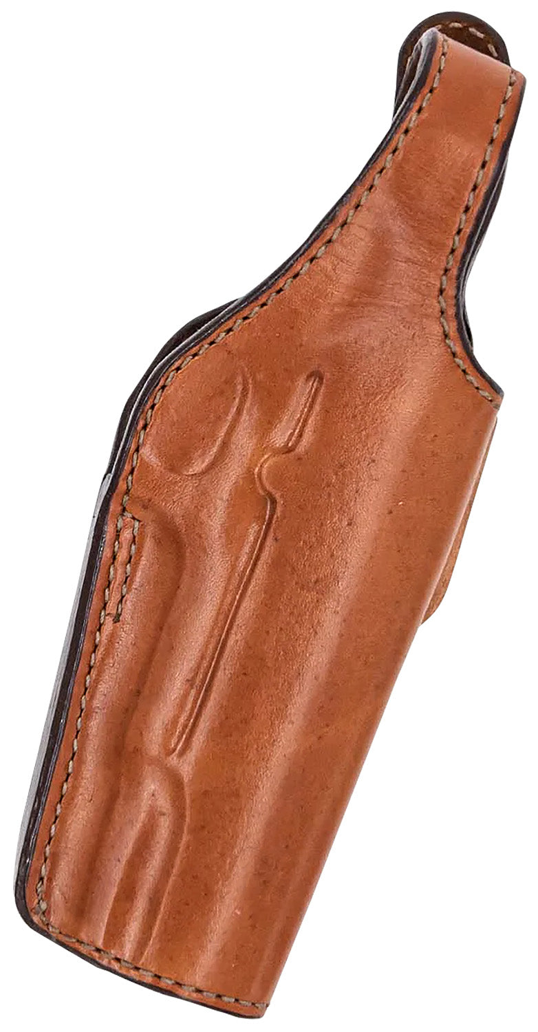 Bianchi 17632 19L Thumbsnap Belt Holster Size 19 Open Bottom Style made of Leather with Tan Finish & Belt Loop Mount Typ