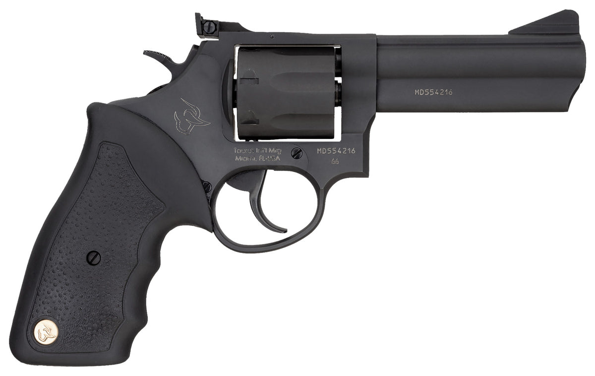Taurus 2-660041 66  Medium 357 Mag/38 Special +P 7 Shot 4" Matte Black Oxide Ally Steel Barrel, Cylinder & Frame, Black 