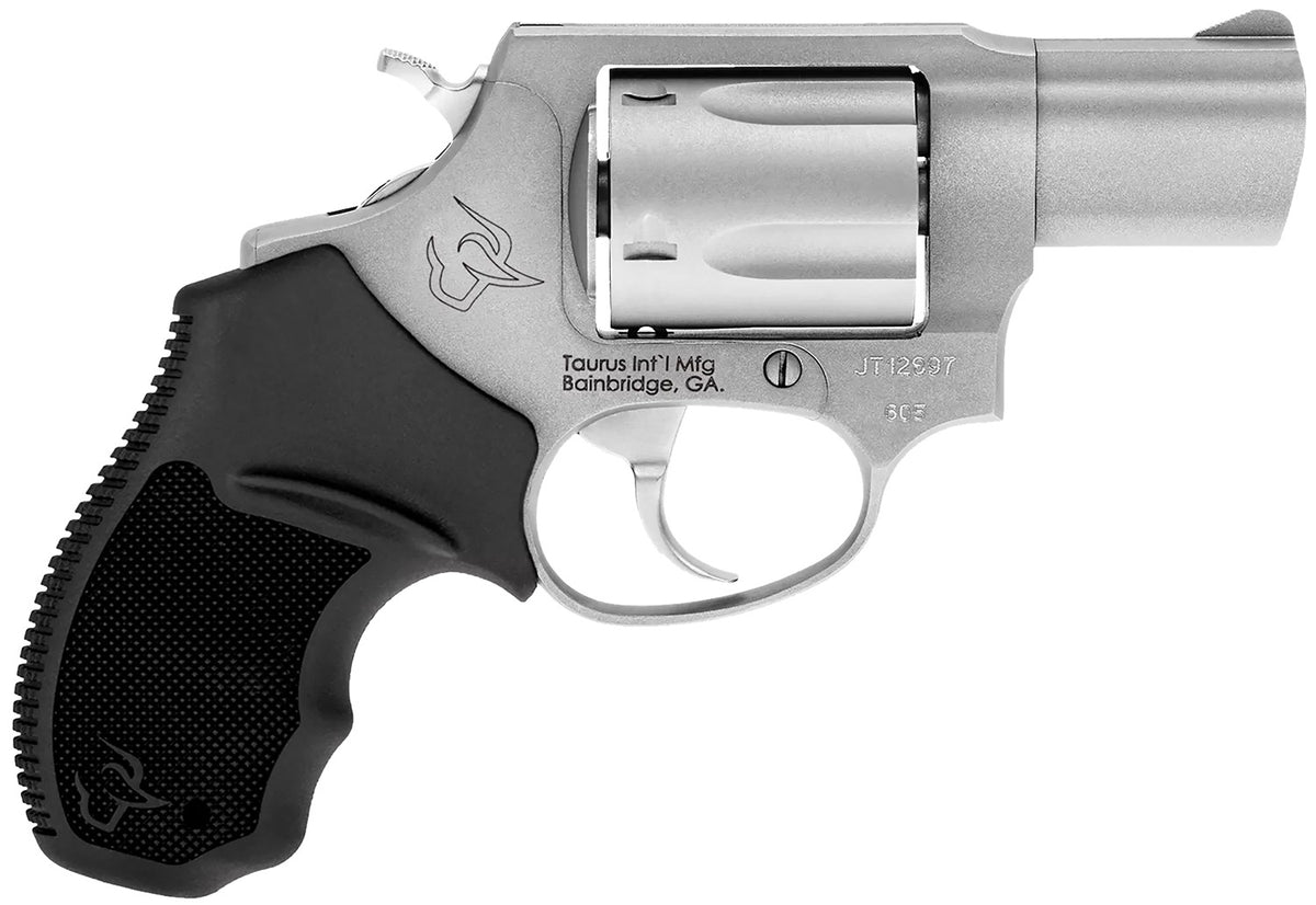 Taurus 2-605029 605  Small 357 Mag/38 Special +P 5 Shot 2" Matte Stainless Steel Barrel, Cylinder & Frame, Black Finger 