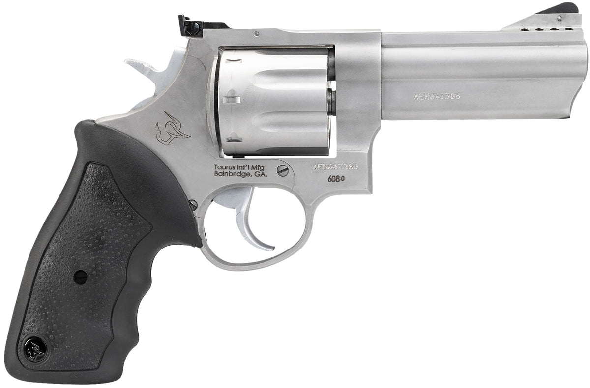 Taurus 2-608049 608  Large 357 Mag/38 Special +P 8 Shot 4" Matte Stainless Steel Ported Barrel, Cylinder & Frame, Black 