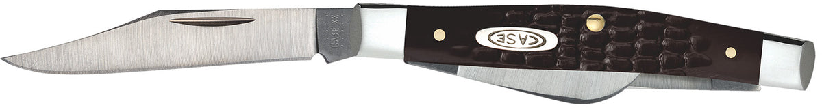 Case 00081 Stockman  Small 2"/1.5"/1.49" Folding Clip/Sheepfoot/Pen Plain As-Ground Stainless Steel Blade/ Brown Jigged 