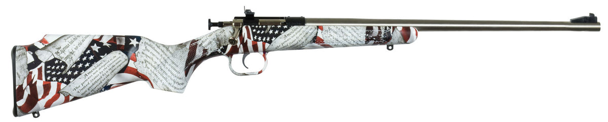 Crickett KSA3168 Youth  22 LR 1rd 16.12" Stainless Steel Barrel, Fixed Front/Adjustable Rear Peep Sights, American Flag/