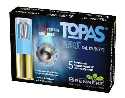 BRENNEKE TOPAS SABOT SLUG AMO 12GA 2.75 IN 2/3OZ 309GR 5-RD